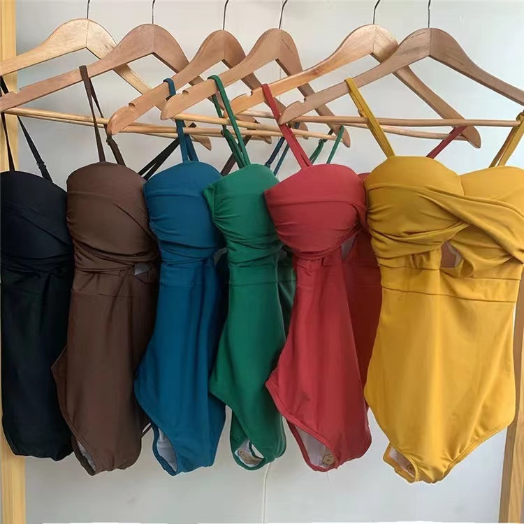 Dreehalo ชุดว่ายน้ำ  ชุดว่ายน้ำผู้หญิง  วันพีช บิกินี่ Bikini  💚5 สี ชุดว่ายน้ำแฟชั่น ชุดว่ายน้ำเกาหลี
