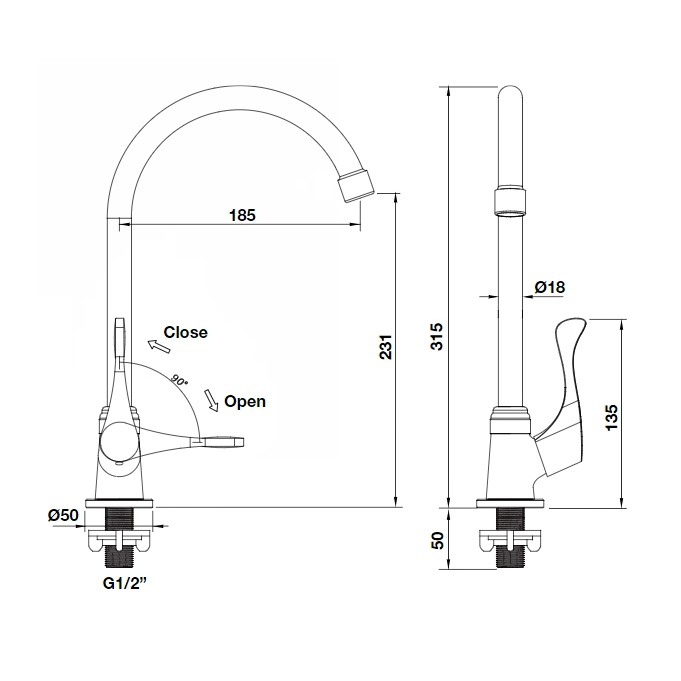 ก๊อกซิงค์ ก๊อกอ่างซิงค์ ก๊อกน้ำ ทองเหลือง HAFELE 495.62.030 ก๊อกอ่างล้างจาน  (Kitchen Faucet) ราคา ถูกที่สุด ดีลบีเคเค แกลเลอรีภาพที่ 2