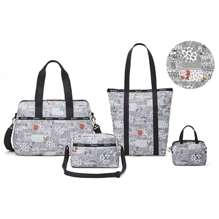 Lesportsac กระเป๋าสะพายไหล่ ทรงโท้ท พิมพ์ลายการ์ตูน Snoopy U137