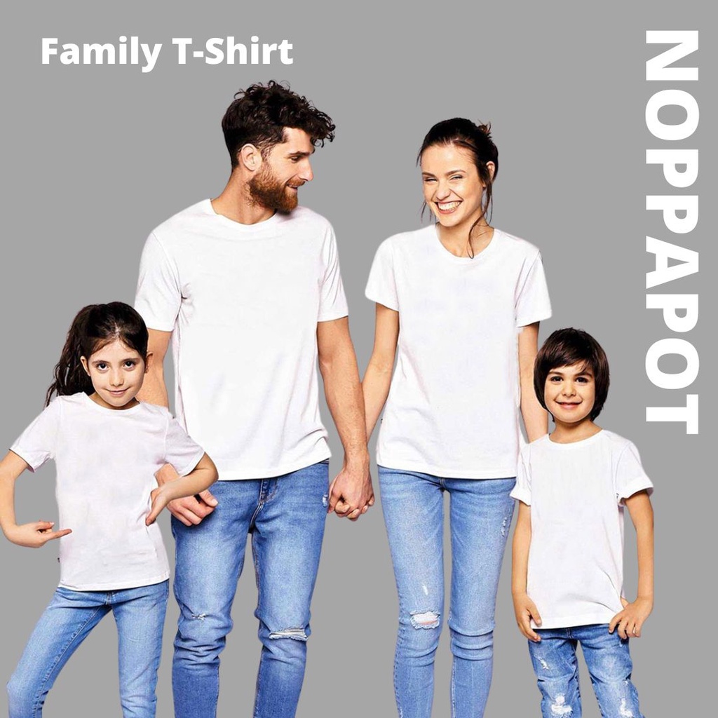 พร้อมส่ง เสื้อยืดคอกลมสีขาว Cotton100% ขายส่ง ราคาโรงงาน เสื้อครอบครัว มีเก็บเงินปลายทาง