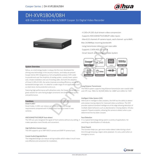 Dahuaเครื่องบันทึกภาพDVR8กล้องออใบกำกับภาษีได้