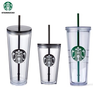 【Limited🔥】Starbucks แก้ว Classic Starbucks Tumbler Straw cup Cold cup Double layer plastic cup reusable Straw cup Cold cup Transparent 470 / 710 ml ins style