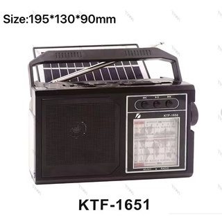 NEW!! ลำโพงบลูทูธ ลำโพงวิทยุ รุ่น KTF-1651 FM USB TFMUSIC ลำโพงไร้สายพกพาง่าย คลื่นชัด มีแผงโซล่าเซล มีไฟฉาย