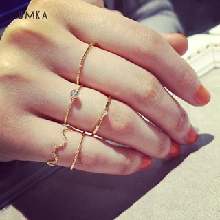 ☆Sl 5Pcs/Set Band Ring Wave Stack Above Knuckle Midi Rings Lady Jewelry Charm