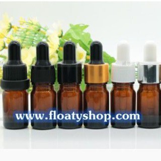 5ml ขวดแก้วสีชาใส ขวดน้ำยา ขวดน้ำมัน ขวดหยด ขวดแก้วดรอปเปอร์