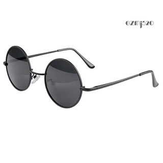 【AG】Vintage Retro Men Women Round Metal Frame Sunglasses Black Lens Glasses Eyewear