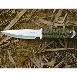 Areeya@shop  มีดพก มีดขนาดเล็ก มีดสำหรับเดินป่า ตั้งแค้มป์ ด้ามเชือกสีเขียว   knife-D61-GREEN