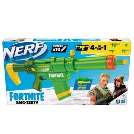 Nerf Fortnite SMG-Zesty Elite Dart Blaster Gun Removable Stock and Barrel, Removable 10-Dart Clip