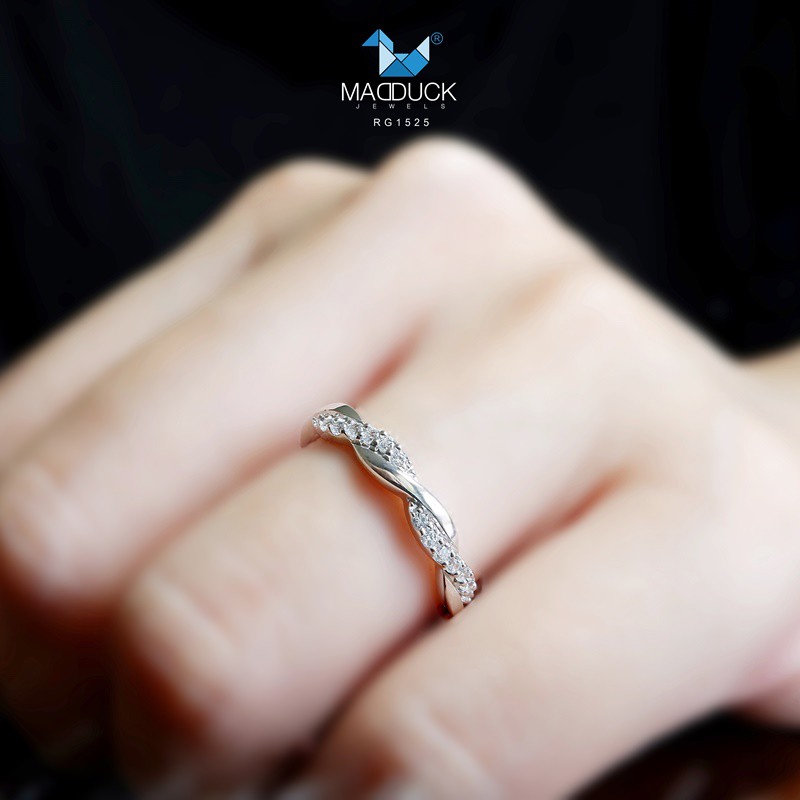 Madduckjewels แหวนเงินแท้ เพชร CZ ชุบโรเดียม RG1525 - รูปที่ 2