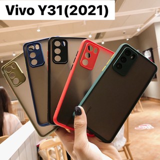 🇹🇭เคสโทรศัพท์ Case Vivo Y31(2021)  เคสกันกระแทก ปุ่มสีผิวด้าน กันรอยกล้อง ขอบนิ่มหลังแข็ง