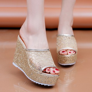 รองเท้า Wedges สวยงาม 4.33 นิ้วสําหรับผู้หญิง (ขนาด 35-39)