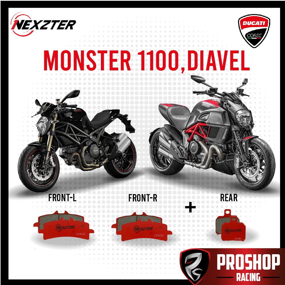 ผ้าเบรค Nexzter สำหรับ Ducati Diavel Monster 1100 Brembo M4 M50 GP4R CALIPER
