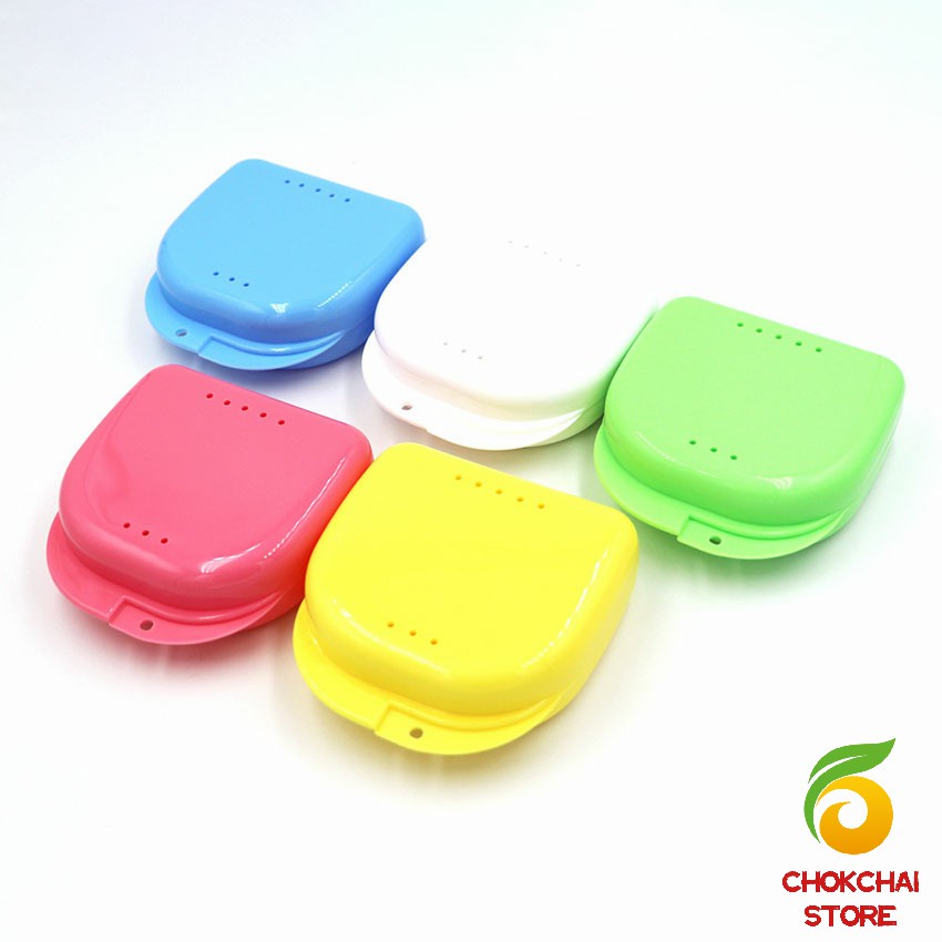 Chok กล่องใส่รีเทนเนอร์พกพา กล่องใส่รีเทนเนอร์สีสดใส มีรูระบายอากาศ  พลาสติกแบบหนา Silicone Braces Box - รูปที่ 2