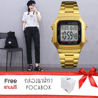 SKMEI POCAนาฬิกาข้อมือ สายแสตนเลส ดีไซน์ ระบบดิจิตอล จับเวลาได้ สวย รุ่น SA-178W