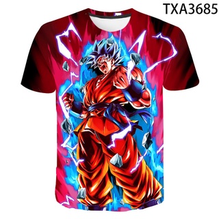 เสื้อยืดแขนสั้นพิมพ์ลายการ์ตูน Dragon Ball Goku แฟชั่นสําหรับเด็ก