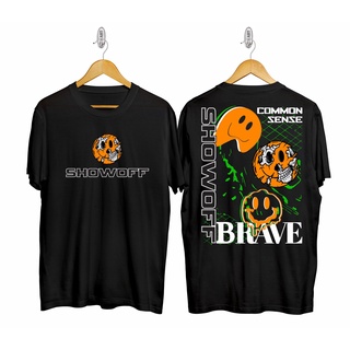 ผ้าฝ้ายคอกลมSo BRAVE เสื้อยืด พิมพ์ลาย SHOW OFF DOMINO สําหรับผู้ชายfrom S-4XL