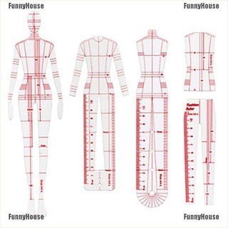 [FunnyHouse] ไม้บรรทัดแม่แบบแฟชั่น สําหรับวาดภาพ ออกแบบแฟชั่น