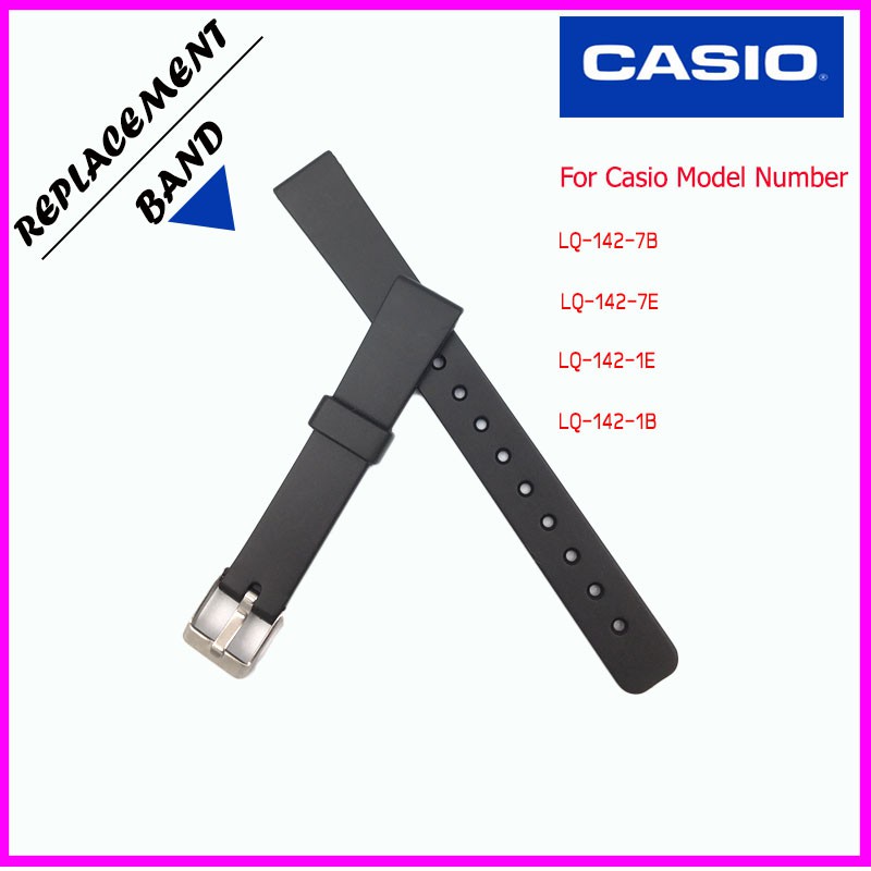 สายนาฬิกาคาสิโอ Casio LQ-142 สายยางสีดำ ขนาด 14 มม.สายนาฬิกาข้อมือผู้หญิง สวมใส่สบาย ลงน้ำไม่เหนียวมือ ไม่คันแขน