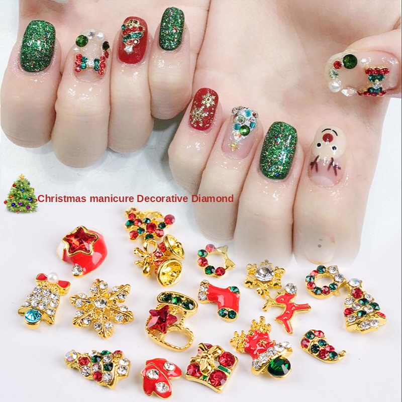 เครื่องประดับเล็บคริสต์มาส / สติ๊กเกอร์ติดเล็บซีรีย์คริสต์มาส / อุปกรณ์ทำเล็บเกล็ดหิมะ / เครื่องประดับระฆังคริสต์มาส