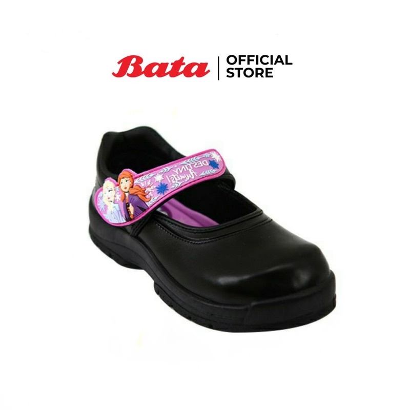 Bata SCHOOL DRESS รองเท้าเด็กนักเรียนหญิง AntiBac ลาย Frozen แบบแปะ สีดำ รหัส 1416891 / 3416891