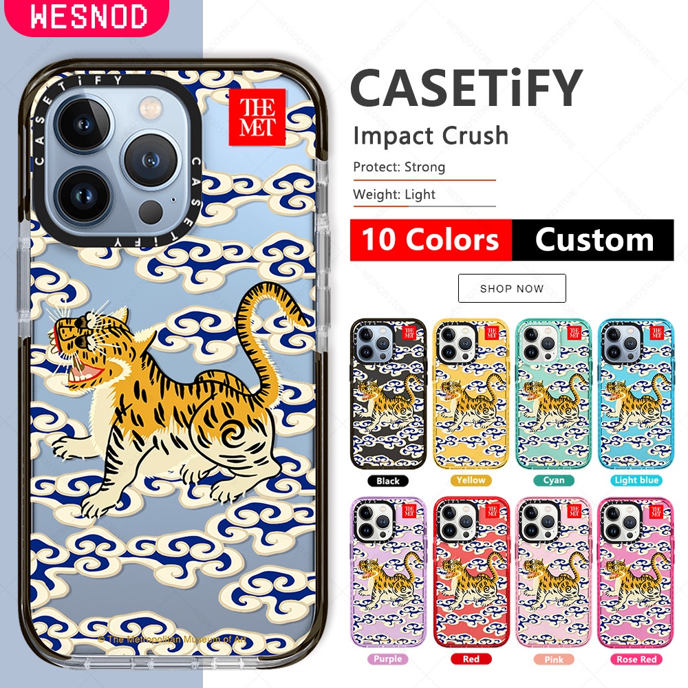 Casetify เคสโทรศัพท์มือถือแบบนิ่ม Tpu ใส กันกระแทก ลายภาพวาดเสือ สําหรับ IPhone 13 Mini 11 12 Pro Max 7 8 Plus X Xs Xr