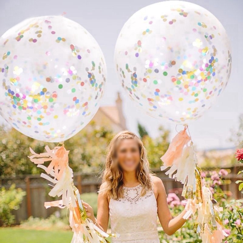 5x 12 Confetti Balloons Clear Latex Balloon for Wedding Party ...