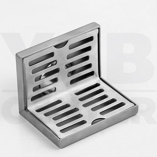 ตะแกรงระบายน้ำ ท่อระบายน้ำติดผนังชิดมุม  สแตนเลส 304 ทรงสี่เหลี่ยมเข้ามุม