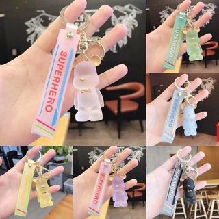 Fantasy Crystal Glass Resin Crystal Bow Tie Bear Doll Cute Key Chain Acrylic Car Key Accessories Couple Bag Pendant