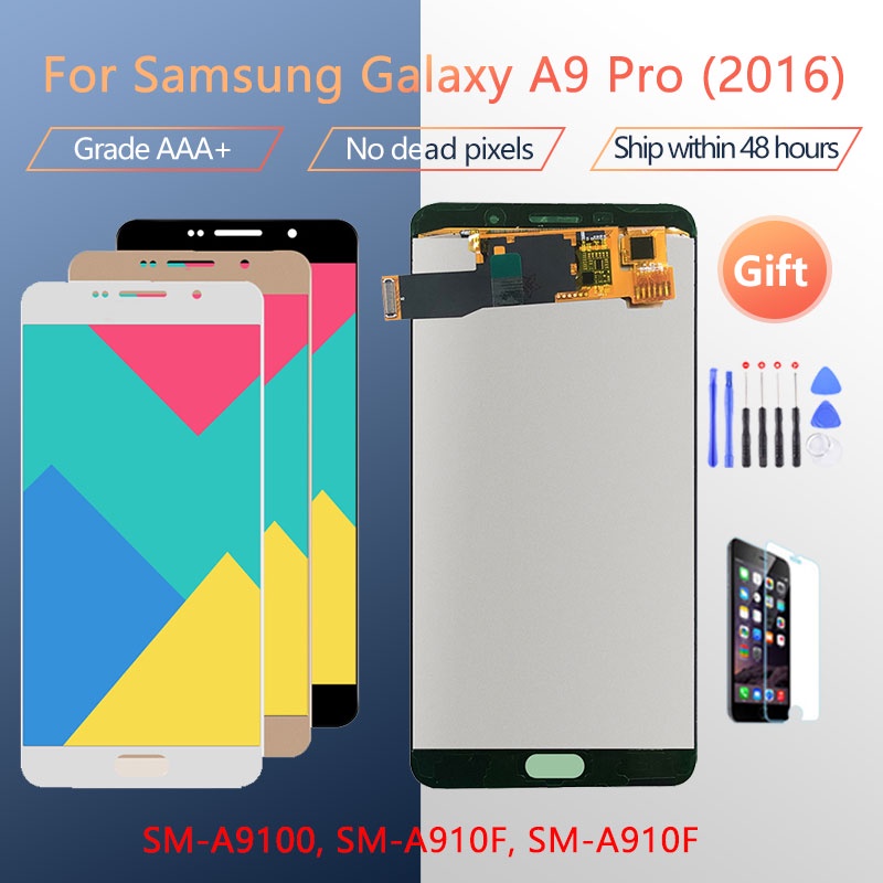 สําหรับ Samsung Galaxy A9 Pro 2016 A910 A9100 A910F SM-A9100 Super AMOLED จอแสดงผล LCD Touch Screen 