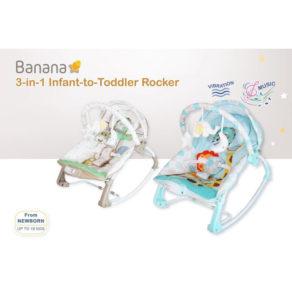 เก้าอี้โยก เปลโยก เบาะนอน สำหรับเด็ก Glowy Banana 3-in-1 Infant-to-Toddler Rocker