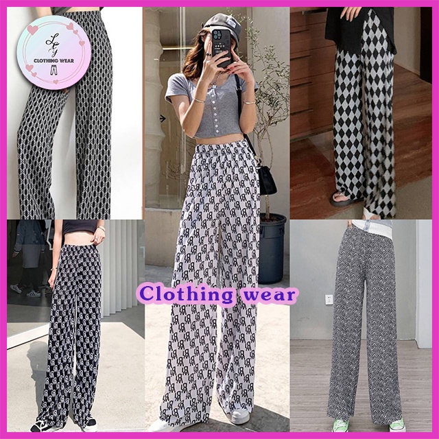 ** พร้อมส่ง ** กางเกงขายาว ลายตัวหนังสือ กางเกงพิมพ์ลาย ผ้านิ่มลื่น ใส่สบาย