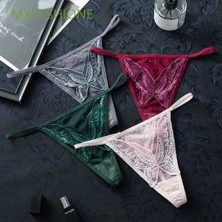 MXFASHIONE Breathable Lace Thong Transparent Sexy Brief Butterfly Panties T-Back Underpants Temptation Solid Color Strap G String Lady Lingerie/Multicolor