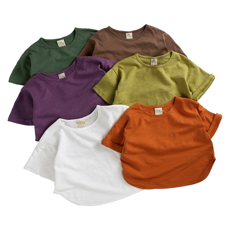 เสื้อยืดแขนสั้น ผ้าฝ้าย ระบายอากาศได้ดี สีขาว แฟชั่นฤดูร้อน สําหรับเด็กผู้ชาย อายุ 1-8 ปี