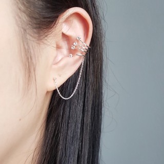 Minimalist925 Ear cuff พลอยคริสตัลติดสร้อยเงินแท้