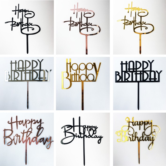 ป้ายปักเค้กวันเกิด HBD ป้ายอะคริลิค happy birthday ราคาถูก