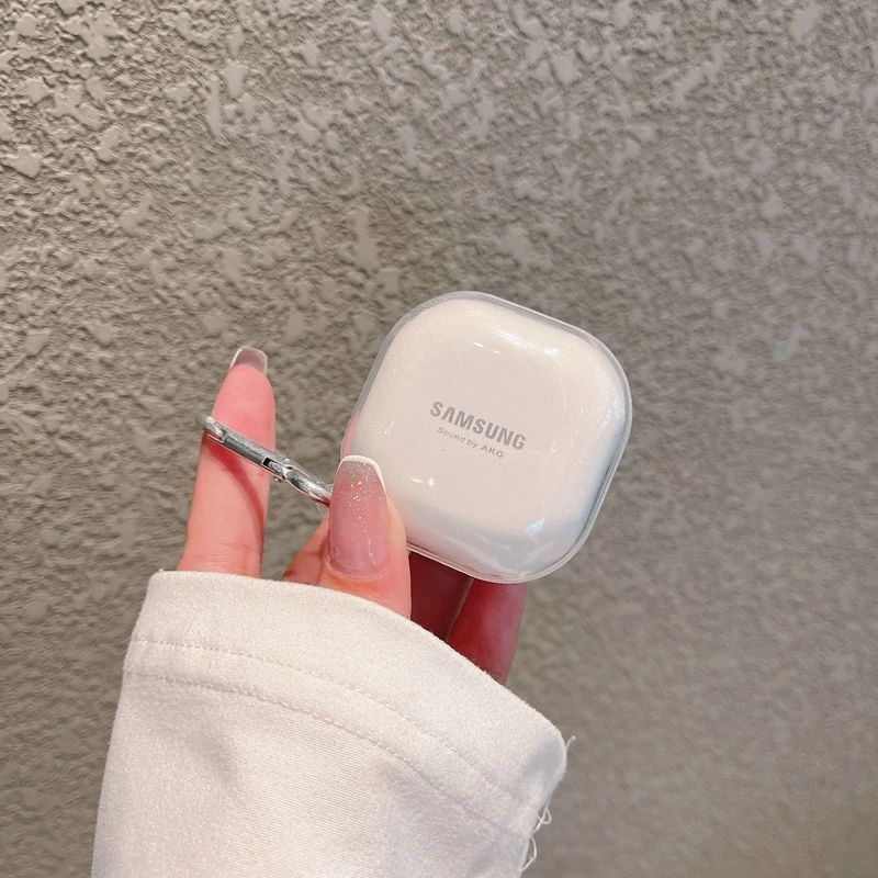 SAMSUNG สําหรับSamsung Galaxy Buds Core/Buds FE soft TPU SimpleหูฟังสําหรับSamsung Liveป้องกันกรณีสําหรับSamsung Buds 2 Proโปร่งใสพร้อมตะขอ