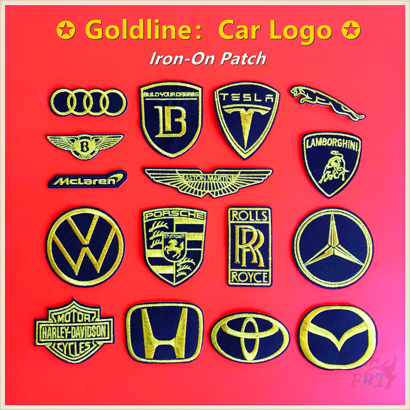 ♚ Goldline Series 06 - แผ่นแพทช์โลโก้เหล็ก สําหรับติดตกแต่งรถยนต์ ♚ แผ่นแพทช์รีดติดเสื้อ ลาย Jaguar Mclaren Volkswagen Audi Toyota BYD DIY 1 ชิ้น