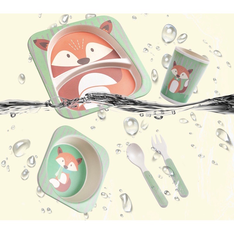 จานเด็ก จานข้าวเด็ก ทำจากเยื่อไผ่ เหมาะสำหรับเด็ก อุปกรณ์ทานอาหารเด็ก - รูปที่ 4