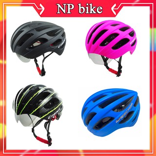 NP bike พร้อมส่ง!! หมวกปั่นจักรยานพร้อมแว่นตา รับประกันคุณภาพสินค้ามี4แบบให้เลือก