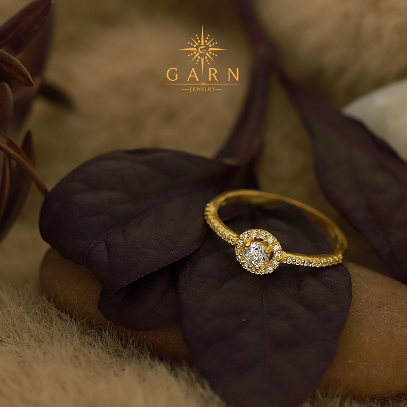 Garn Jewelry แหวนทองคำแท้ 96.5% ครึ่งสลึง คอลเลคชั่น ทรงกลม Classic ฝังเพชร CZ มีใบรับประกัน GR20100993-G23K