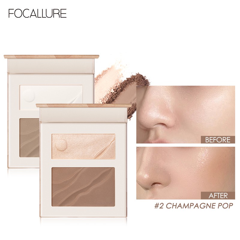 FOCALLURE Contour & Highlight Palette Natural Matte + Shiny (ติดทน สีชัด เบลนด์ง่าย) โทนธรรมชาติ