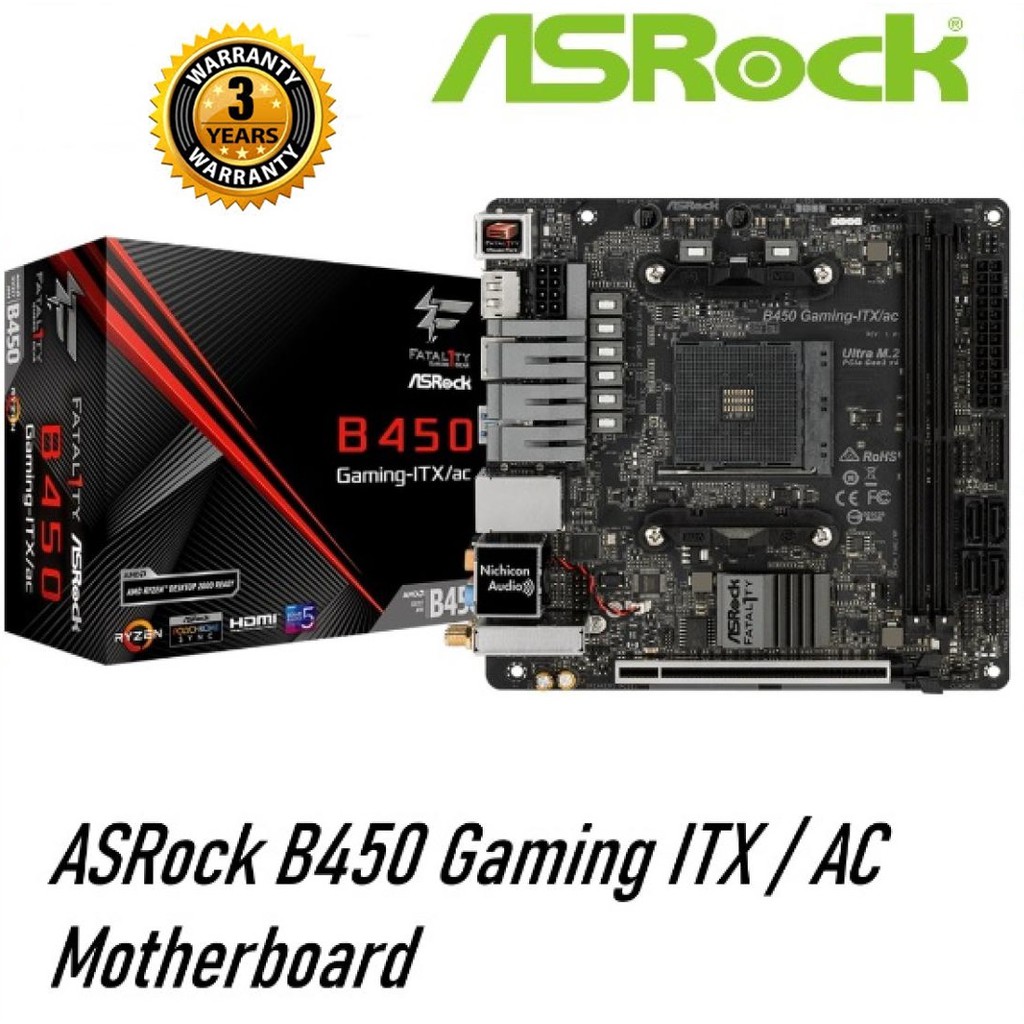 Mainboard เมนบอร ด Am4 Asrock Fatal1ty B450 Gaming Itx Ac Warranty 3 Y Shopee Thailand