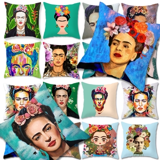 ปลอกหมอน ผ้ากํามะหยี่ขนนิ่ม ลาย Frida Kahlo ขนาด 18X18 นิ้ว สําหรับตกแต่งโซฟา เตียง