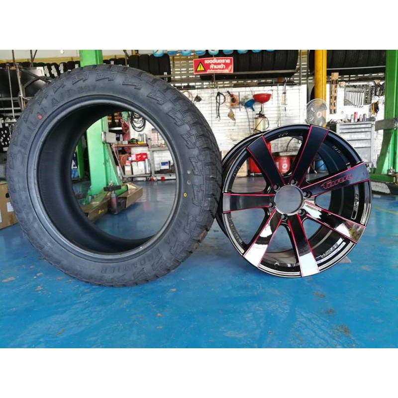 [โค้ดNARK123ลดอีก200.-]ล้อ 1 วง ขอบ 20 พร้อมยาง 265/50R20   ใบพัด GTR 20X9.5 ET25 6X139.7 ดำตัดแดง ไ