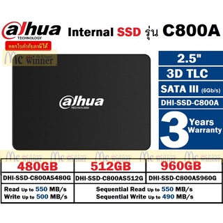 480GB | 512GB | 960GB SSD (เอสเอสดี) DAHUA รุ่น C800A 2.5″ 3D TLC SATA III (6Gb/s)(มี 3 รุ่น) ของแท้ ประกัน 3 ปี (DHI-SSD-C800AS480G | DHI-SSD-C800AS512G | DHI-SSD-C800AS960G)