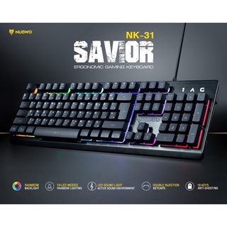 NUBWO NK31 RUBBER DOME SWITCHES SAVIOR คีย์บอร์ดเกมมิ่ง Keyboard Gaming แป้นไทย/อังกฤษ รับประกันของแท้จากศูนย์