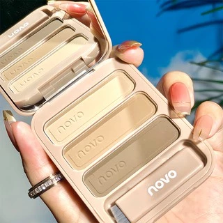Novo คิ้วฝุ่น เฉดดิ้งไฮไลท์ ตลับ 3 สี [No.5345] Novo Smooth Texture Lasting Makeup Eyebrow Powder