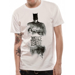 T-shirt  เสื้อยืด พิมพ์ลายภาพยนตร์ Justice League Batman Silhouette Superman Dc Comics สําหรับผู้ชายS-5XL