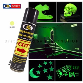 Bosny สีสเปรย์เรืองแสง สีพรายน้ำ ตกแต่งสถานบันเทิง ดิสโก้เทค มองเห็นในที่มืด Glow-in-Dark 225g