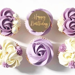 ป้ายวันเกิด ป้ายเค้กอะคริลิค ป้าย happy birthday แบบเหรียญ สำหรับคัพเค้ก